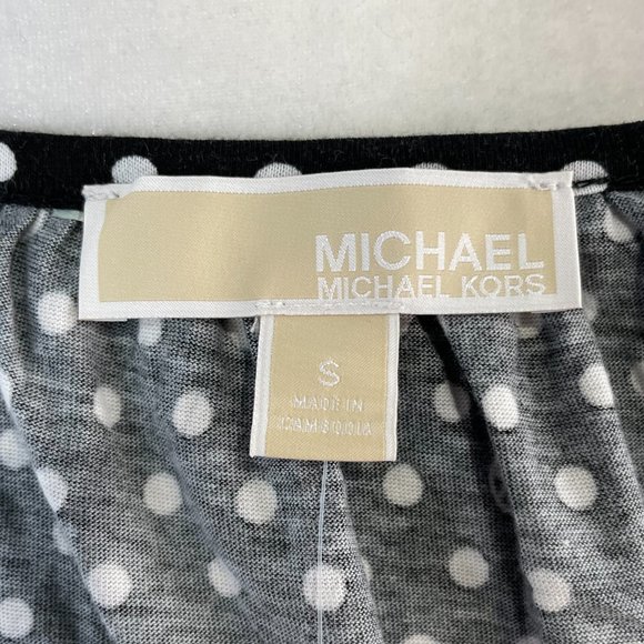 New Michael Kors Logo Polka Dot Print Flare Sleeve Top Black White Size Small - Picture 14 of 16